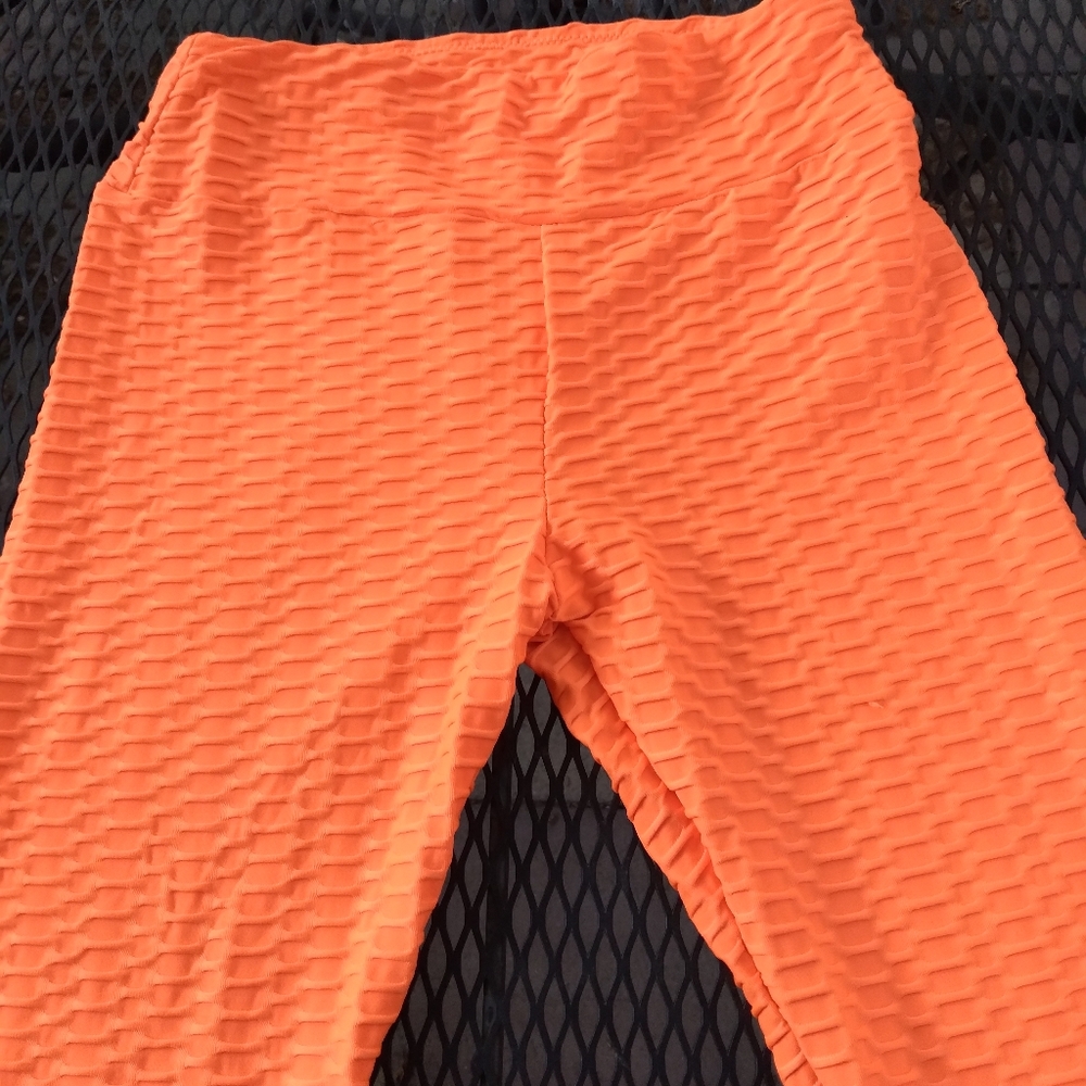 Neon orange honeycomb leggings